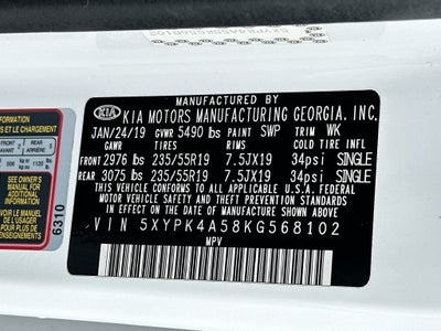 2019 Kia Sorento 3.3L SXL