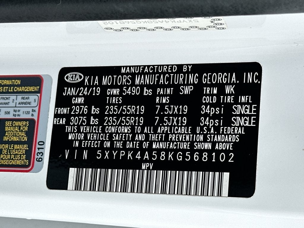 2019 Kia Sorento 3.3L SXL