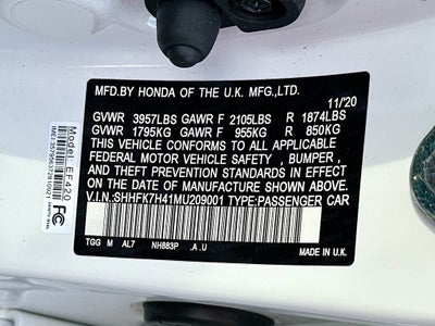 2021 Honda Civic Hatchback Sport