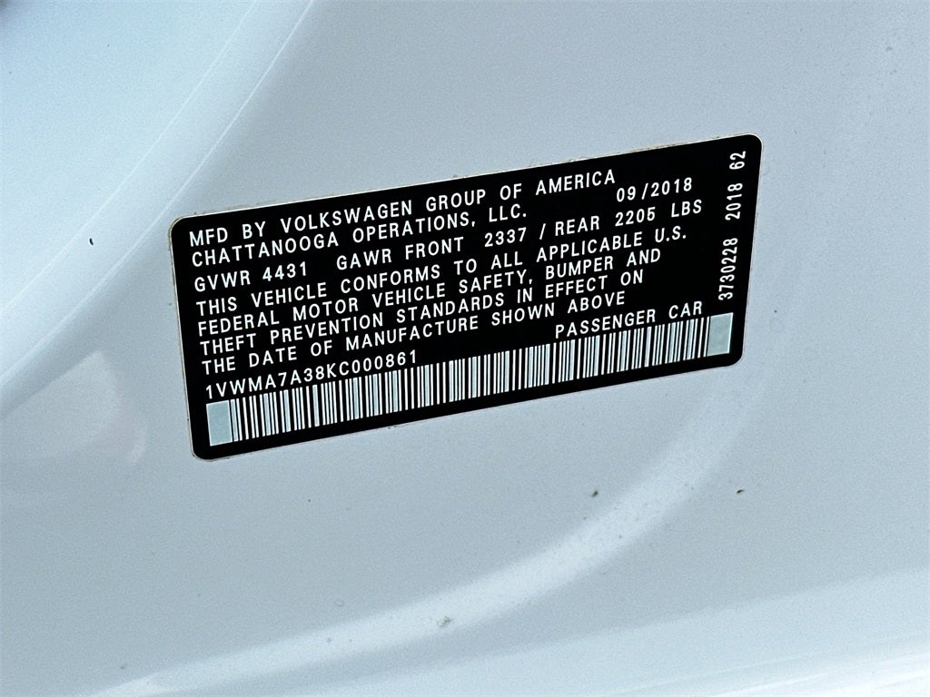 2019 Volkswagen Passat 2.0T SE R-Line