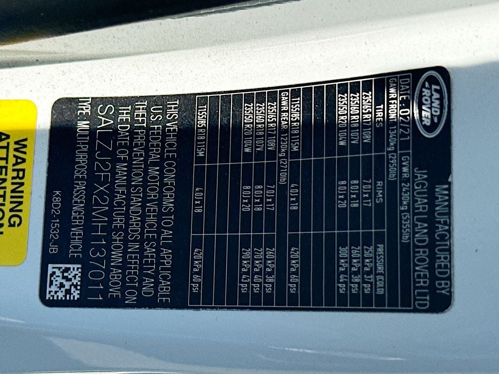 2021 Land Rover Range Rover Evoque S