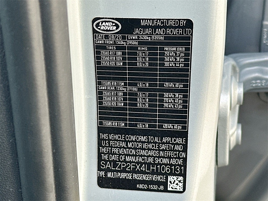 2020 Land Rover Range Rover Evoque SE