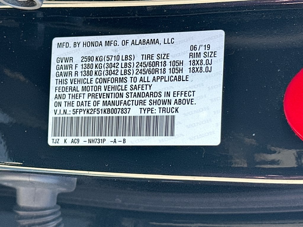 2019 Honda Ridgeline RTL