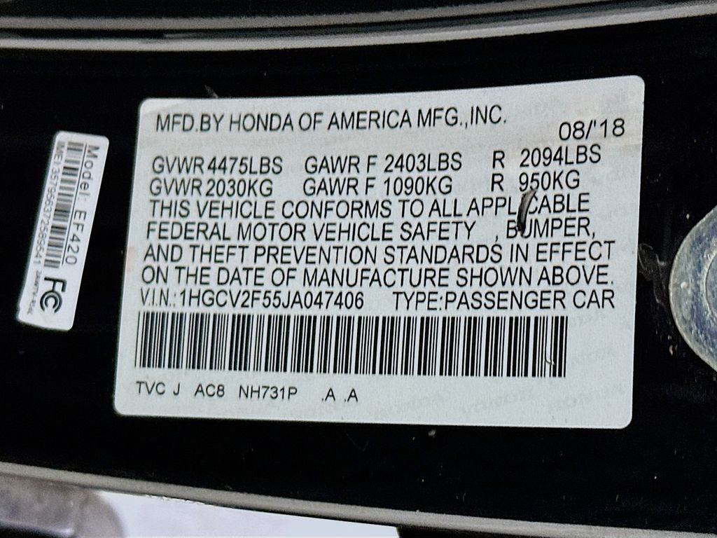 2018 Honda Accord EX-L 2.0T