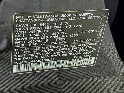 2021 Volkswagen Atlas Cross Sport 2.0T S