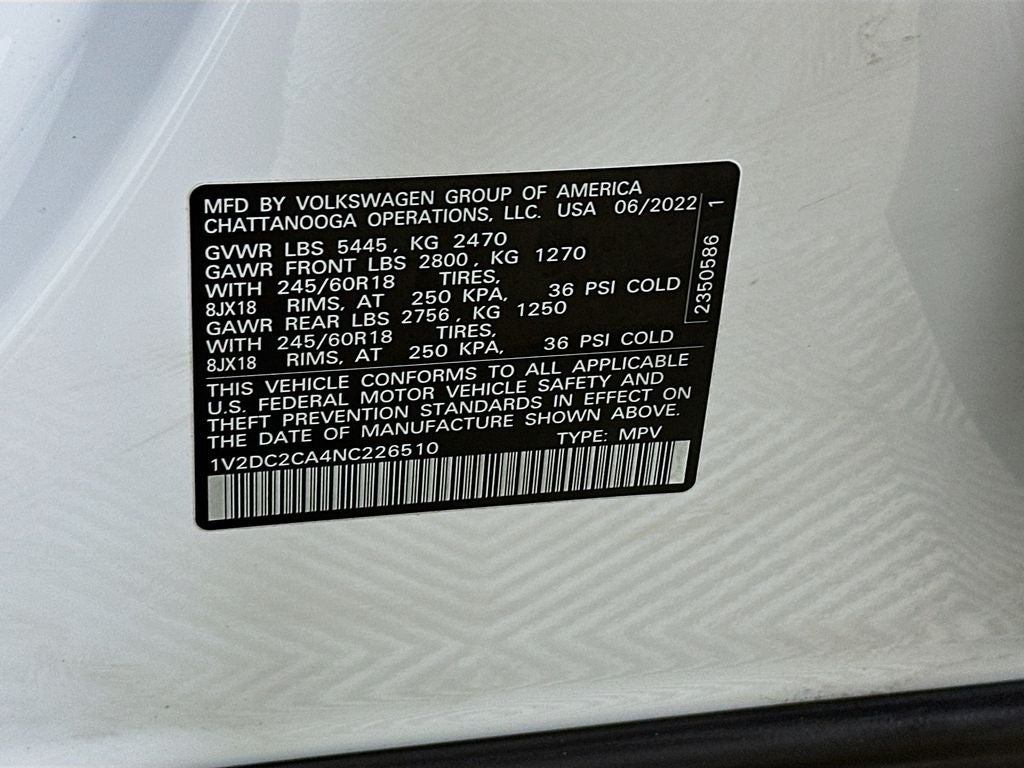 2022 Volkswagen Atlas Cross Sport 2.0T SE