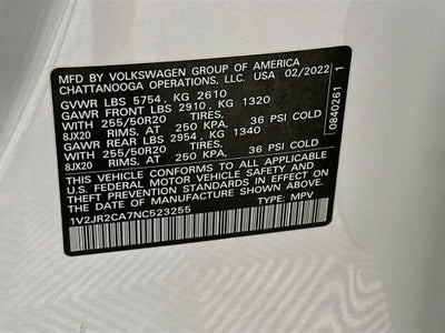 2022 Volkswagen Atlas 3.6L V6 SE w/Technology