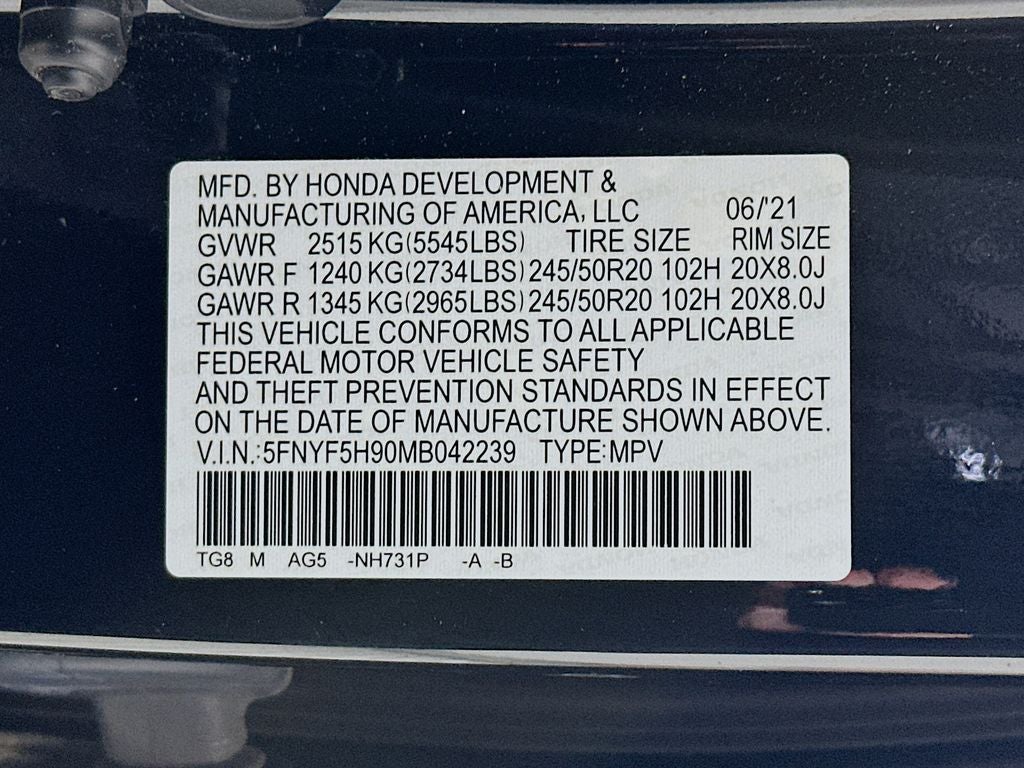 2021 Honda Pilot Touring 8 Passenger