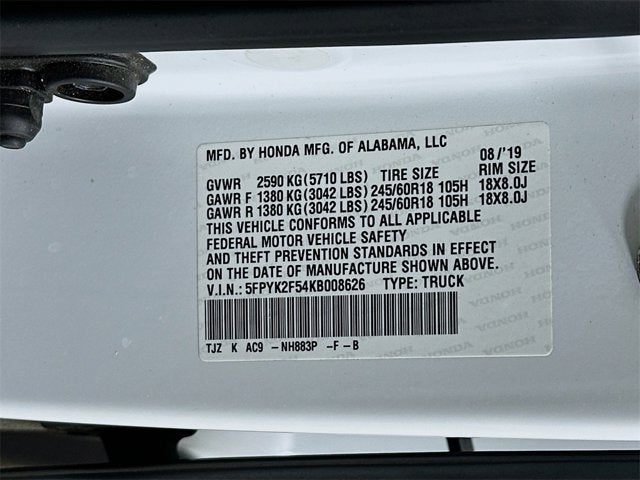 2019 Honda Ridgeline RTL