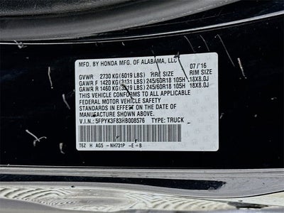 2017 Honda Ridgeline Black Edition