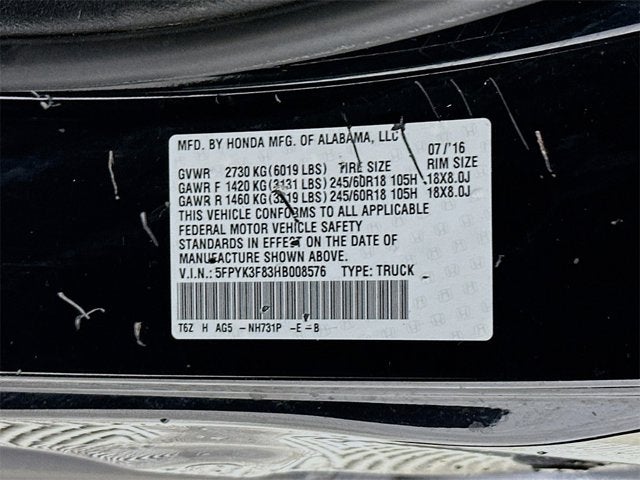 2017 Honda Ridgeline Black Edition