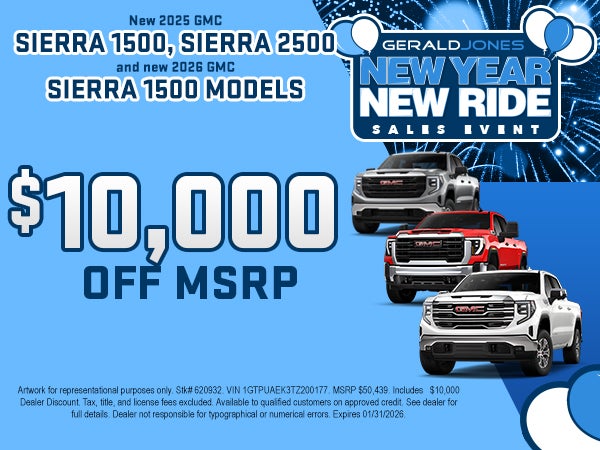 Sierra 1500 and Sierra 2500 Models $10,000 Off MSRP