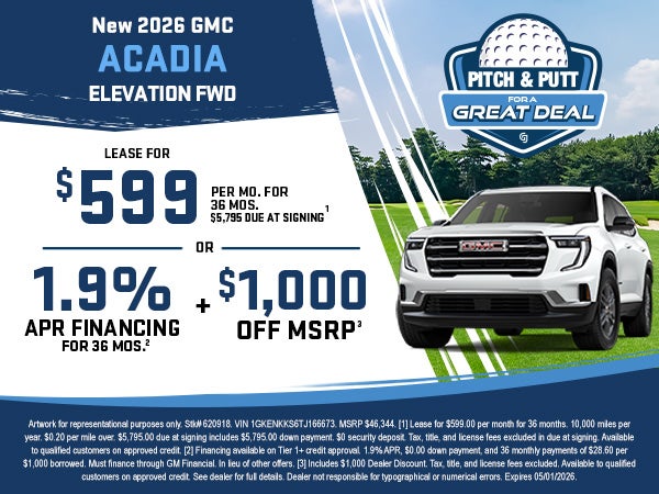 New 2026 GMC ACADIA ELEVATION FWD