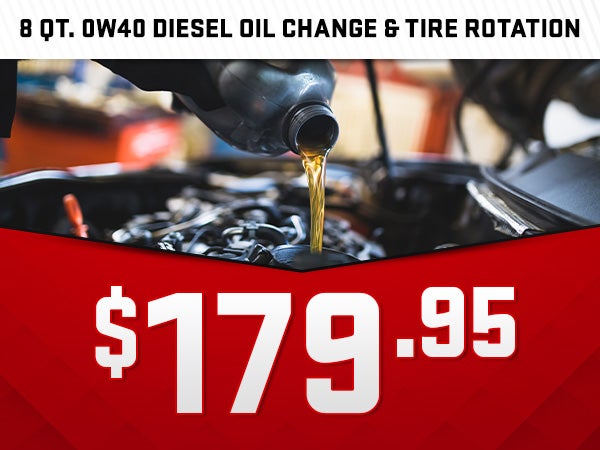 8 QT. 0W40 DIESEL OIL CHANGE AND TIRE ROTATION
